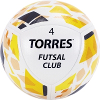 Мяч футзальный TORRES Futsal Club, р. 4, 10 пан. PU, 4 под. сл, гибрид. сш. бело-зол-чер /арт.FS32084 - Специализированный интернет-магазин мячей "Мячи-екб.рф"